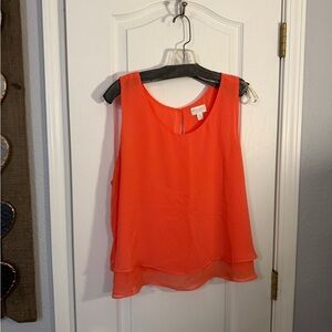 Bisou Bisou Vibrant Orange Sleeveless Blouse